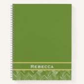 Zickzack Herringbone-Muster Forest Green Monogram Notizblock (Vorderseite)