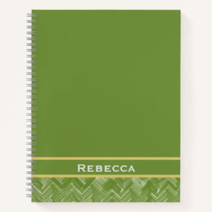 Zickzack Herringbone-Muster Forest Green Monogram Notizblock