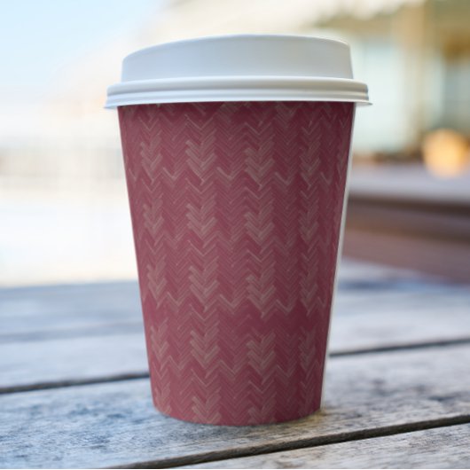 Zickzack, Herringbone-Muster, luxuriös rot Pappbecher