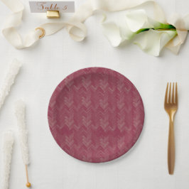 Zickzack, Herringbone-Muster, luxuriös rot Pappteller