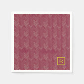 Zickzack Herringbone Muster Luxuriöse Red Initial Serviette (Vorderseite)