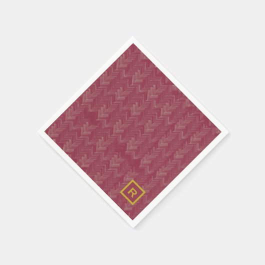 Zickzack Herringbone Muster Luxuriöse Red Initial Serviette (Ecke)