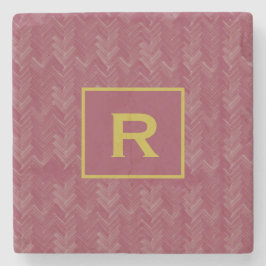 Zickzack Herringbone Muster Luxuriöse Red Initial Steinuntersetzer