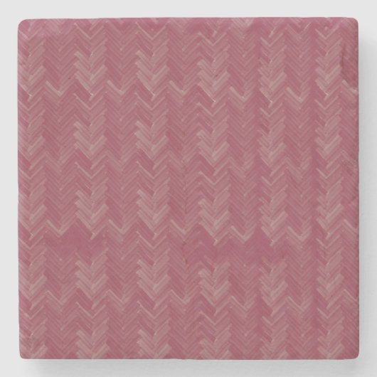 Zickzack Herringbone-Muster Luxus Red Steinuntersetzer (Vorderseite)