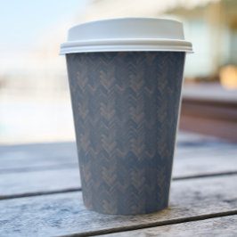 Zickzack, Herringbone-Muster, Retro blau Pappbecher