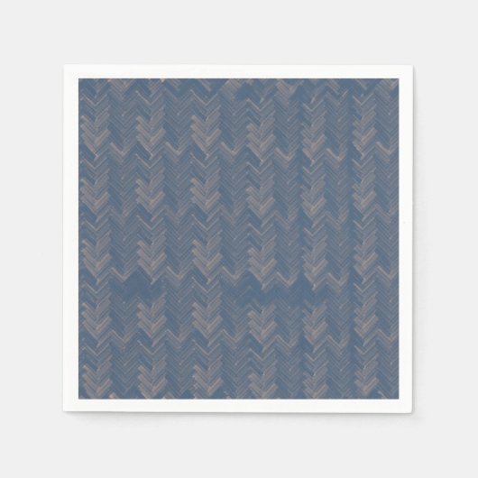 Zickzack Herringbone Muster Retro Blau Serviette (Vorderseite)
