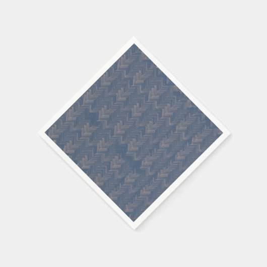Zickzack Herringbone Muster Retro Blau Serviette (Ecke)