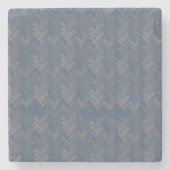 Zickzack Herringbone Muster Retro Blau Steinuntersetzer (Vorderseite)