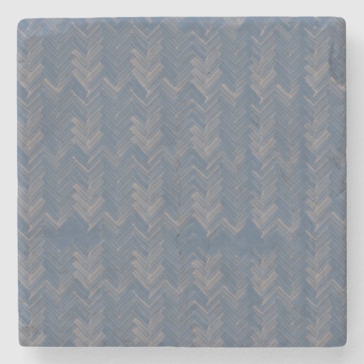 Zickzack Herringbone Muster Retro Blau Steinuntersetzer (Vorderseite)