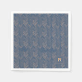 Zickzack Herringbone Muster Retro Blue Initial Serviette (Vorderseite)