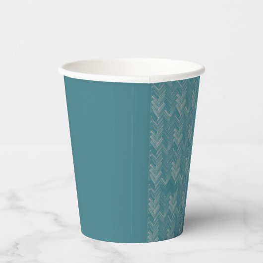 Zickzack, Herringbone-Muster, Türkis Pappbecher (Rechts)