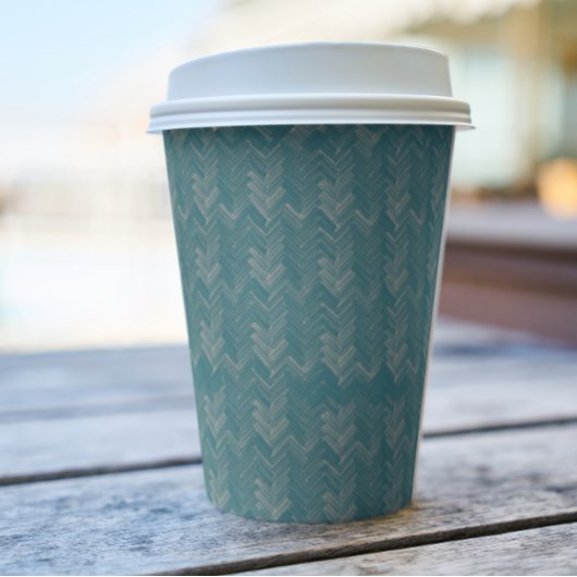 Zickzack, Herringbone-Muster, Türkis Pappbecher