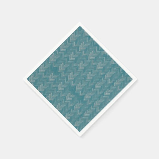 Zickzack Herringbone-Muster Türkis Serviette (Ecke)