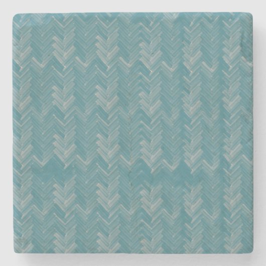 Zickzack Herringbone-Muster Türkis Steinuntersetzer (Vorderseite)