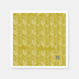 Zickzack Herringbone-Muster Vintag-Gold-Initial Serviette