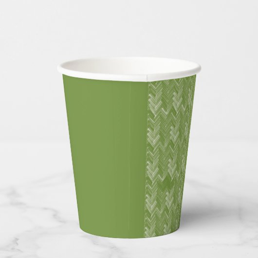 Zickzack, Herringbone-Muster, waldgrün Pappbecher (Rechts)