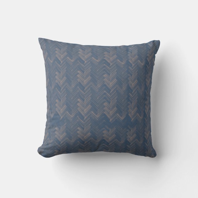 Zickzack Herringbone Wasserfarbmuster Retro Blau Kissen (Vorderseite)