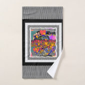 Zickzack Herzen + Blume Badhandtuch Set (Handtuch)