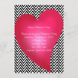 Zickzack HerzValentinstag-Party Einladung