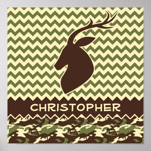 Zickzack Hirsch Buck Camouflage personalisieren Poster (Vorne)