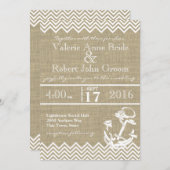 Zickzack Hochzeit der Nautik Einladung (Vorne/Hinten)