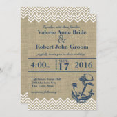 Zickzack Hochzeit der Nautik Einladung (Vorne/Hinten)