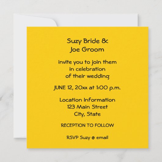 Zickzack Hochzeit in Gold und Schwarz Einladung (Rückseite)