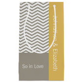 Zickzack Hochzeit in Grau und Weiß mit Namen Kleine Geschenktüte (Vorderseite)