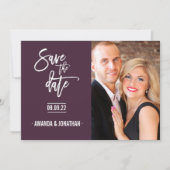 Zickzack Hochzeit in Graufarbe und Pflaumenfarbe D Save The Date (Vorderseite)