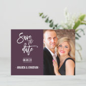 Zickzack Hochzeit in Graufarbe und Pflaumenfarbe D Save The Date (Stehend Vorderseite)