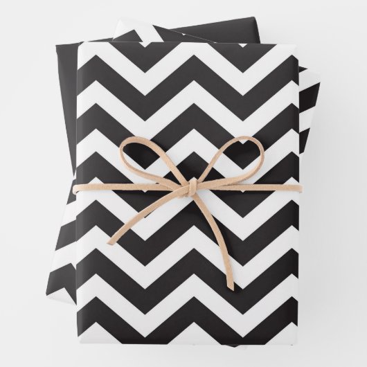 Zickzack Hochzeit in Schwarz und Weiß Geschenkpapier Set (Beispiel)
