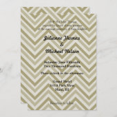 Zickzack Hochzeit von Braunen und Creme Einladung (Vorne/Hinten)