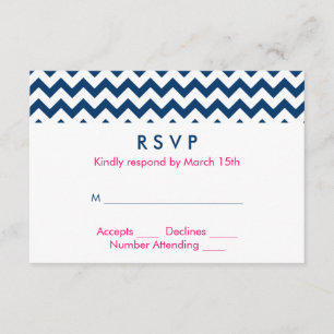 Zickzack Hochzeit zwischen Marine und Rosa RSVP Karte