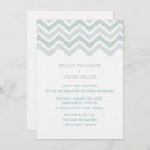 Zickzack Hochzeitseinladung blau-grün Einladung (Vorne/Hinten)