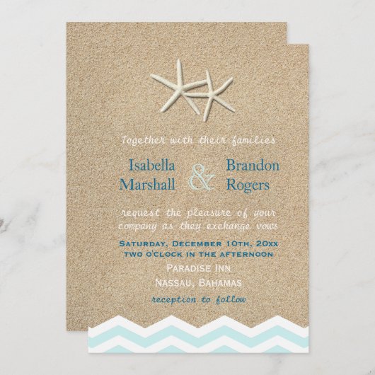 Zickzack Hochzeitseinladung Einladung (Vorne/Hinten)