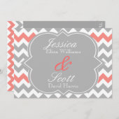 Zickzack Hochzeitseinladung von Graukorallen Einladung (Vorne/Hinten)