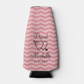 Zickzack Hochzeitsflaschenkühler aus Korallenrosa Flaschenkühler (Vorderseite)