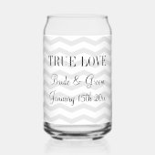 Zickzack Hochzeitskiste in Grautönen Dosenglas (Vorderseite)