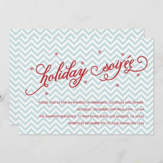 Zickzack Holiday Soirée Party laden Einladung (Vorne/Hinten)