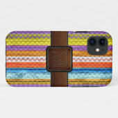Zickzack Holzbrauner Lederlook Case-Mate iPhone Hülle (Rückseite (Horizontal))