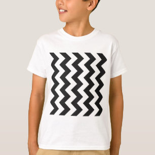Zickzack I - Weiß und dunkelgrau T-Shirt