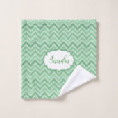 Zickzack in grünen Farbtönen Badhandtuch Set (Waschlappen)