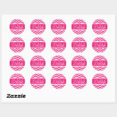 Zickzack Individuelle Name in Pink Runder Aufkleber (Blatt)