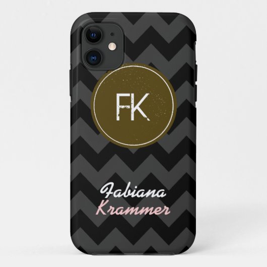 Zickzack individueller Name und Initialen Case-Mate iPhone Hülle (Rückseite)