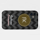 Zickzack individueller Name und Initialen Case-Mate iPhone Hülle (Rückseite (Horizontal))
