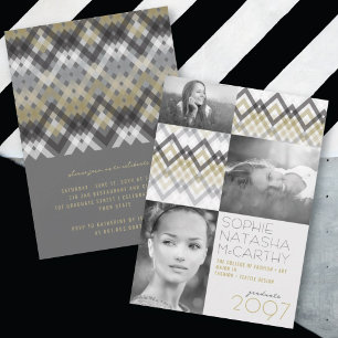 Zickzack-Karomuster 3 Foto Abschlussfeier Einladung