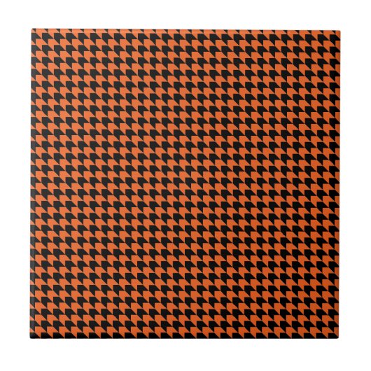 Zickzack Karos Orange und Schwarz Fliese (Vorderseite)