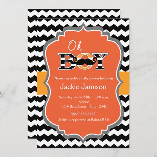 Zickzack Kinderdusche zu Halloween Einladung (Vorne/Hinten)