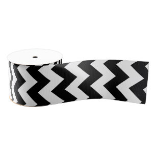 Zickzack klassisches Schwarz-Weiß-Design Ripsband
