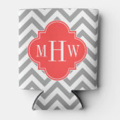 Zickzack korallenrotes rotes Quatrefoil 3 Dosenkühler (Vorderseite)